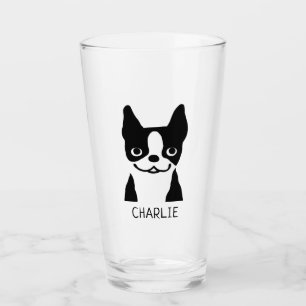 Zwarte en witte Boston Terrier gepersonaliseerd Glas