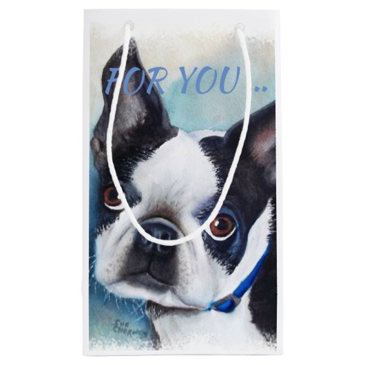 ZWARTE EN WITTE BOSTON TERRIER KLEIN CADEAUZAKJE (Achterkant)