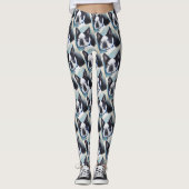 ZWARTE EN WITTE BOSTON TERRIER LEGGINGS (Voorkant)