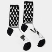 Zwarte en Witte Boston Terrier met naam en poten Sokken (Rechts)