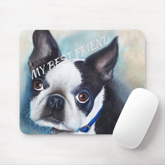 ZWARTE EN WITTE BOSTON TERRIER MUISMAT (Met muis)