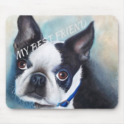 ZWARTE EN WITTE BOSTON TERRIER MUISMAT (Voorkant)