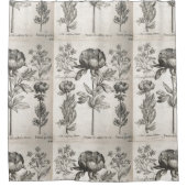 zwarte en witte botanische bloemen bloemen douchegordijn (Voorkant)