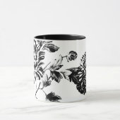Zwarte en witte  botanische Floral Toile Mok (Midden)