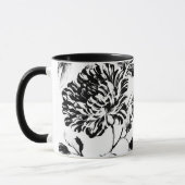 Zwarte en witte  botanische Floral Toile Mok (Links)