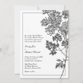 Zwarte en witte botanische illustratie bruiloft kaart (Voorkant)