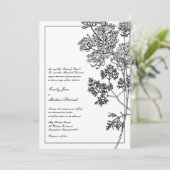 Zwarte en witte botanische illustratie bruiloft kaart (Staand voorkant)