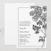 Zwarte en witte botanische illustratie bruiloft kaart (Voorkant / Achterkant)