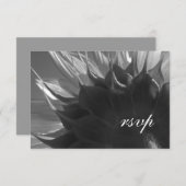 Zwarte en witte botanische zonnebloempjes RSVP (Voorkant / Achterkant)