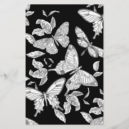 Zwarte en witte botervaten Stationery (Achterkant)