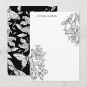 Zwarte en witte botervaten Stationery Notitiekaartje (Voorkant / Achterkant)
