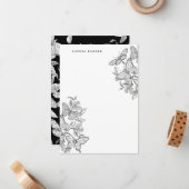 Zwarte en witte botervaten Stationery Notitiekaartje (Voorkant / Achterkant in situ)