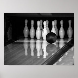Zwarte en witte Bowling Poster
