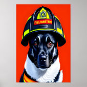Zwarte en witte brandweerhond | AI Art Poster (Voorkant)