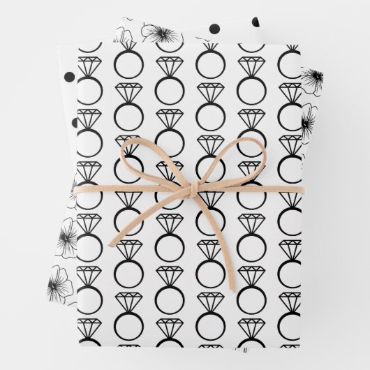 Zwarte en witte bridal/bruiloft Shower Inpakpapier Vel (In situ)