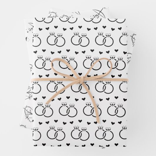 Zwarte en witte bridal/bruiloft Shower Inpakpapier Vel (In situ)