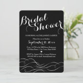 Zwarte en Witte Bridal Shower Invitation - Uitnodi Kaart (Staand voorkant)