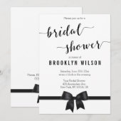 Zwarte en Witte Bridal Shower Invitting Bow Kaart (Voorkant / Achterkant)