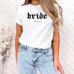Zwarte en witte bruid | Mooie gotische tekst Tri-Blend Shirt<br><div class="desc">Dit stijlvolle,  witte shirt voor de bruid is voorzien van trendy zwarte gotische of Oudengelse stijl tekst.</div>