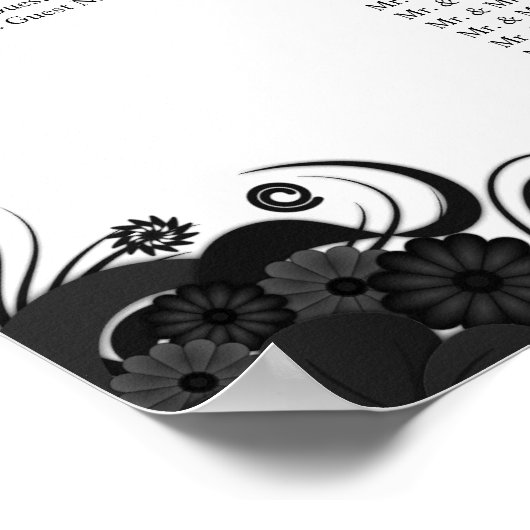 Zwarte en witte bruiloft 14 tafels Zittingskaarten Poster (Hoek)