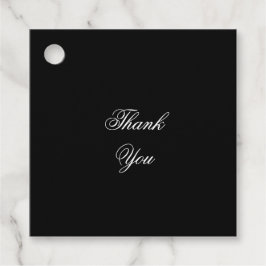 Zwarte en witte bruiloft bedankjes labels