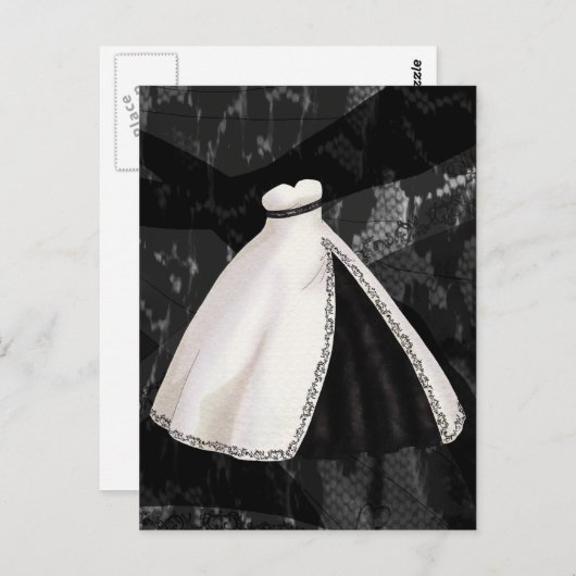 Zwarte en witte bruiloft briefkaart (Voorkant / Achterkant)