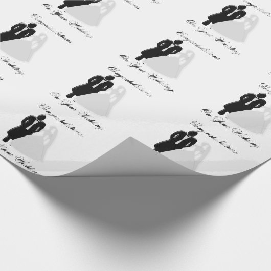Zwarte en witte bruiloft cadeaupapier (Hoek)