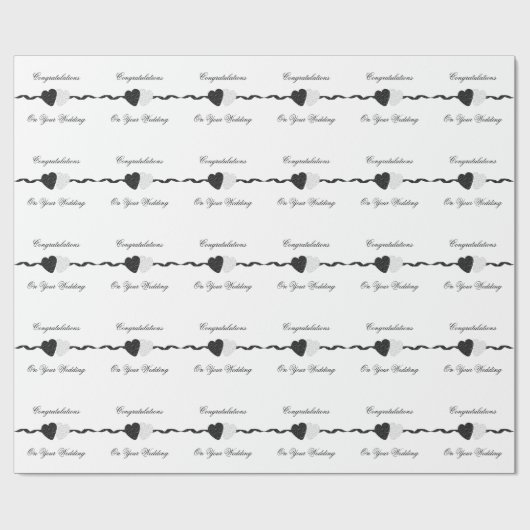 Zwarte en witte bruiloft cadeaupapier (Vlak)
