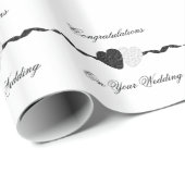 Zwarte en witte bruiloft cadeaupapier (Rol Hoek)