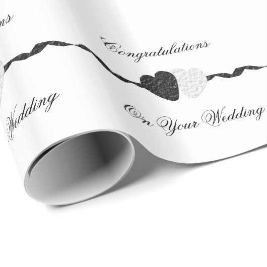Zwarte en witte bruiloft cadeaupapier (Rol Hoek)
