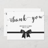 Zwarte en witte bruiloft Dank je Briefkaarten Bow (Voorkant / Achterkant)