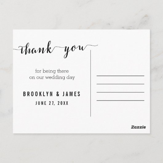 Zwarte en witte bruiloft Dank je Briefkaarten Bow (Achterkant)