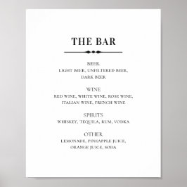 Zwarte en witte bruiloft. Eenvoudige drink bar Poster