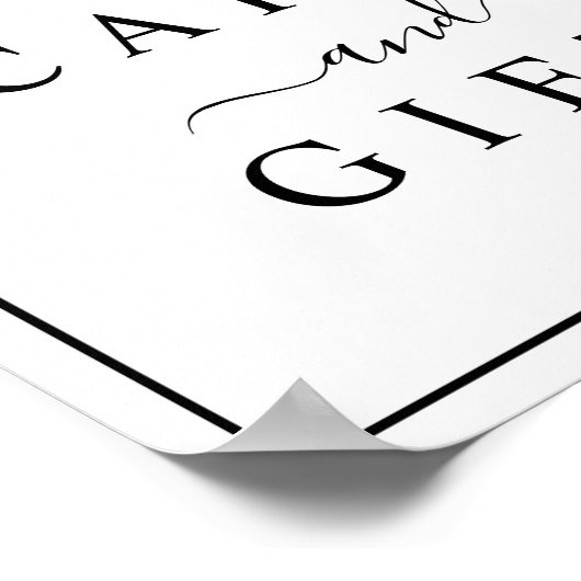 Zwarte en witte bruiloft en cadeaubon poster (Hoek)