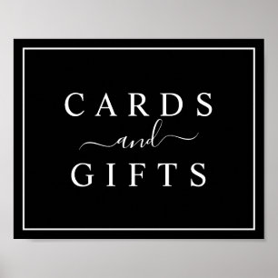 Zwarte en witte bruiloft en cadeaubon poster