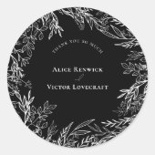 Zwarte en witte bruiloft Hartelijk dank Ronde Sticker (Voorkant)