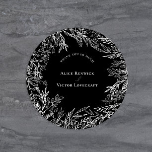 Zwarte en witte bruiloft Hartelijk dank Ronde Sticker