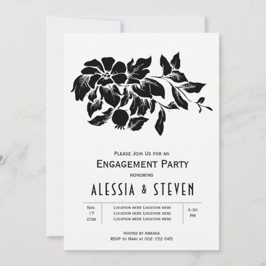 Zwarte en witte bruiloft kaart (Voorkant)