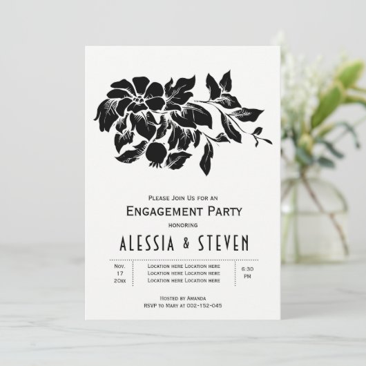 Zwarte en witte bruiloft kaart (Staand voorkant)