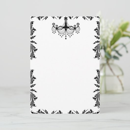 Zwarte en witte bruiloft kaart (Staand voorkant)