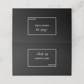 Zwarte en witte bruiloft plaatskaartje (Buitenkant ongevouwen)