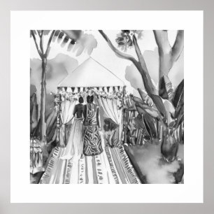 Zwarte en witte bruiloft poster