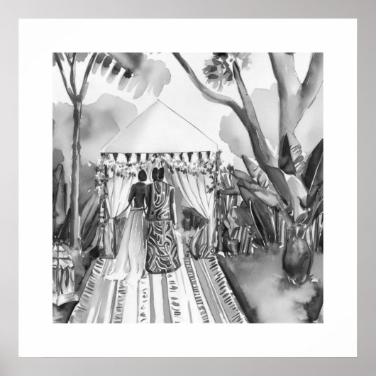 Zwarte en witte bruiloft poster (Voorkant)