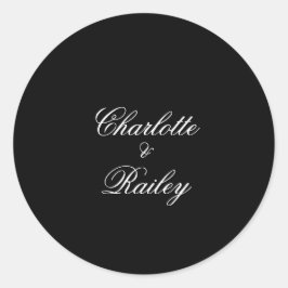Zwarte en witte bruiloft ronde sticker