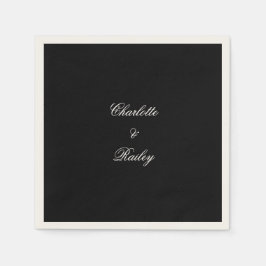 Zwarte en witte bruiloft servet