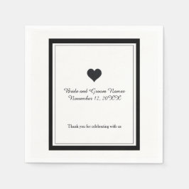 Zwarte en witte bruiloft servetten