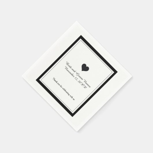 Zwarte en witte bruiloft servetten (Hoek)