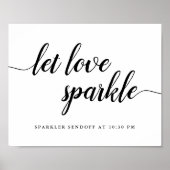 Zwarte en witte bruiloft Sparkler Sendoff Sign Poster (Voorkant)