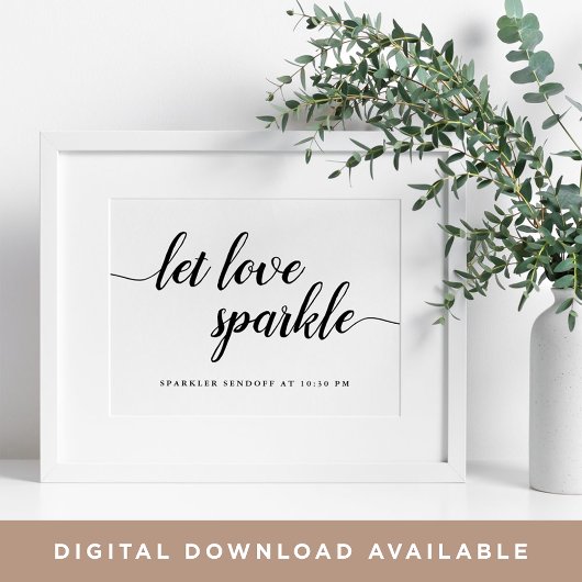 Zwarte en witte bruiloft Sparkler Sendoff Sign Poster