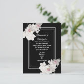 Zwarte en witte bruiloft uitnodiging briefkaart (Staand voorkant)